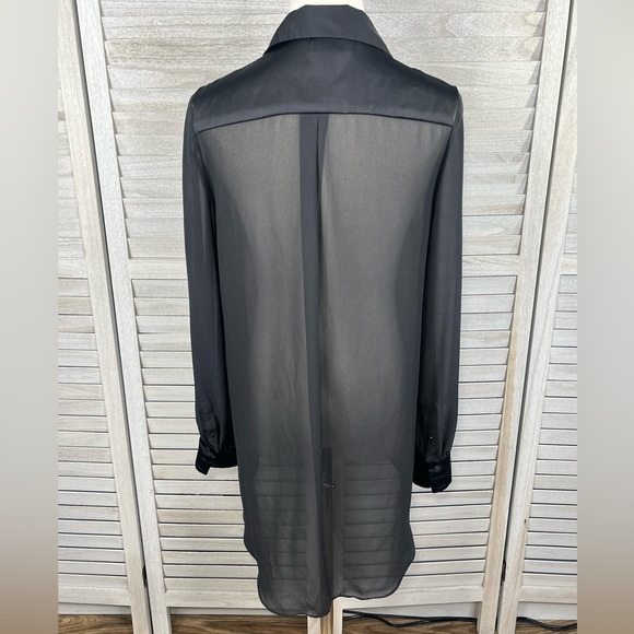 KIRNA ZABETE (at Target) Black Sheer Button Down Blouse w High Low Hem-Small - Picture 2 of 2